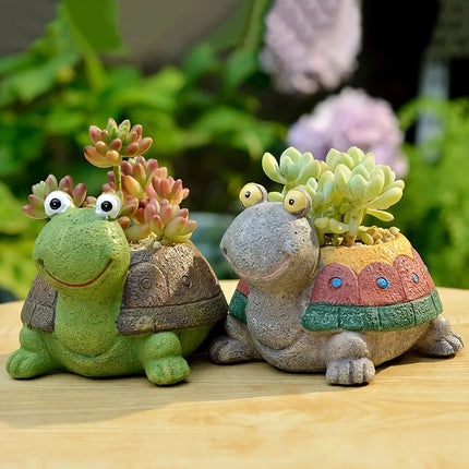 Joli pot de fleurs en forme de tortue pour plantes succulentes et cactus