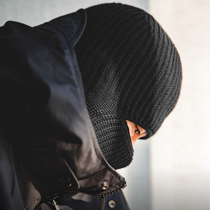 Bonnets et Skullies en laine tricotés unisexes d'hiver avec écharpe et cagoule