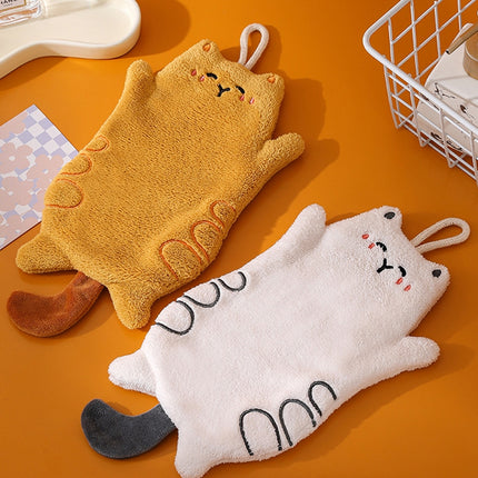 Serviette à main suspendue en microfibre à motif de chat mignon - Séchage rapide et douce pour les enfants