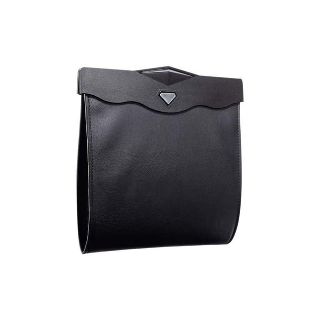 LED-Lit Magnetic Car Trash Bin with Waterproof Leather Storage - Wnkrs