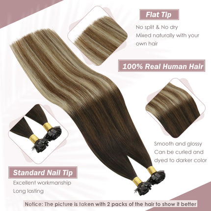 Extensiones de cabello humano con punta plana