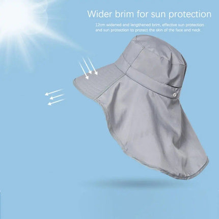 Adjustable Sun Protection Bucket Hat with Shawl for Outdoor Activities - Wnkrs