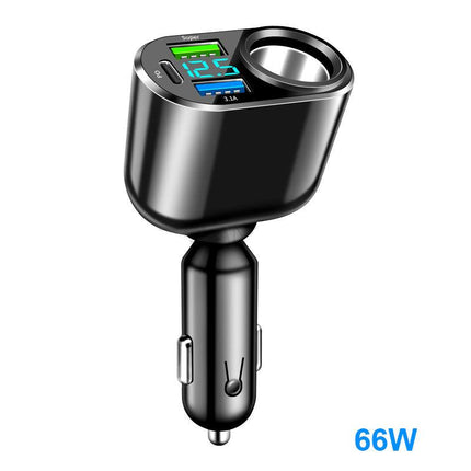 Cargador de coche USB dual QC3.0 de 66 W con pantalla LED y carga rápida