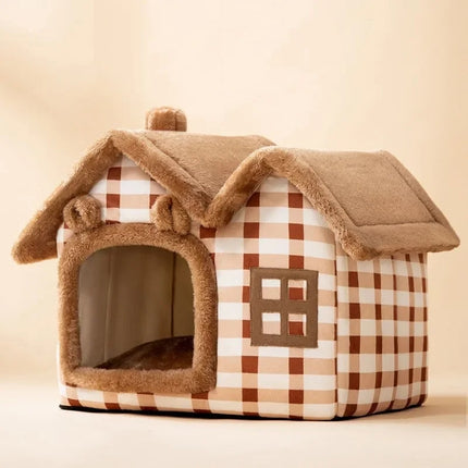 Casa para gatos plegable y cálida para el invierno: cama para mascotas pequeñas