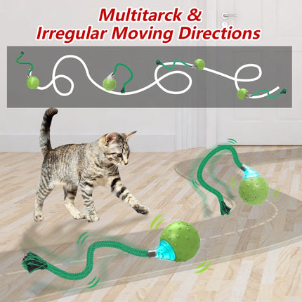 Jouet interactif pour chat activé par le mouvement avec balle roulante, queue taquine et sons d'oiseaux