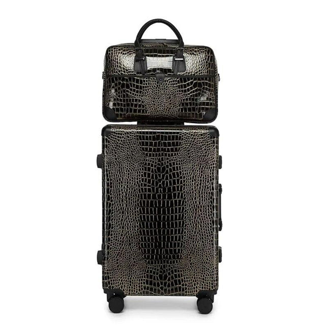 Ensemble de bagages et sac à main de voyage luxueux à imprimé crocodile