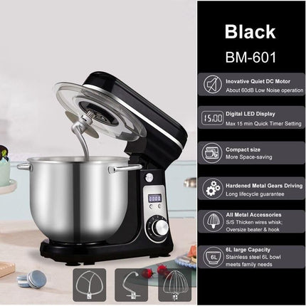 1200W 6-Speed Kitchen Stand Mixer with 6L Stainless Steel Bowl and Accessories - Wnkrs