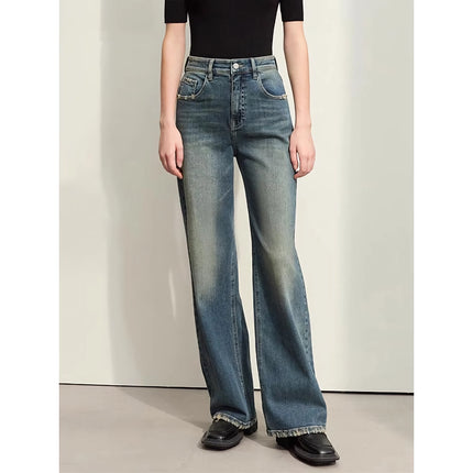 Minimalist Retro Washed Denim Jeans for Spring