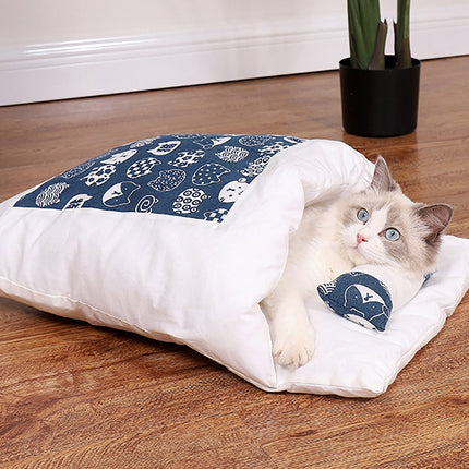 Cama cueva para gatos con estampado