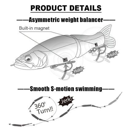 Cebo duro articulado Swimbait Wobbler que se hunde