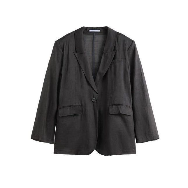 Blazer de bureau à col cranté gris foncé pour femme