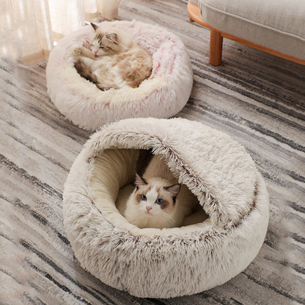 Lit rond et confortable en peluche pour chat