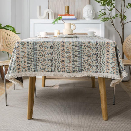 Mantel bohemio con diseño geométrico de jacquard americano