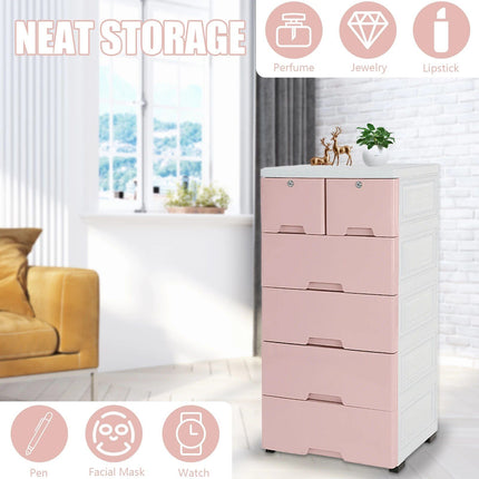 Modern Pink 6-Drawer Plastic Storage Dresser - Wnkrs