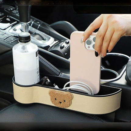 Cute Cartoon Bear Car Seat Gap Organizer with Tissue Holder - Wnkrs