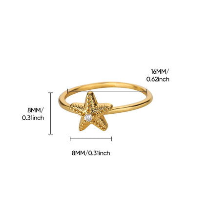 Zircon Starfish Ring for Women