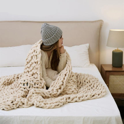 Cozy Chenille Chunky Knit Blanket Throw