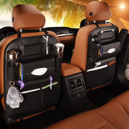 Luxury Multi-Pocket Leather Car Back Seat Organizer