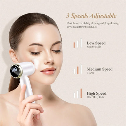 6-in-1 Ultrasonic Facial Cleanser: Electric Auto-Rotating & Waterproof Brush for Deep Pore Cleaning - Wnkrs