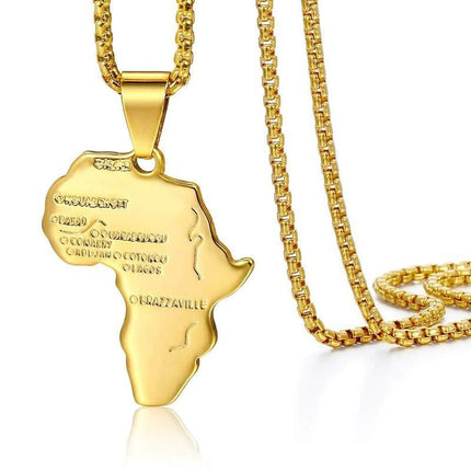 Gold Color African Map Pendant Necklace - Wnkrs