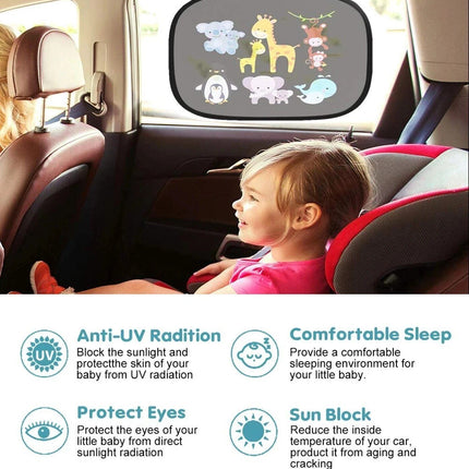 Cute Cartoon Car Sun Shade for Side Windows - UV Protection, Electrostatic Adsorption, 44x36cm - Wnkrs