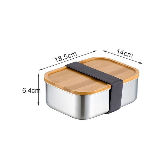 Boîte à bento écologique en acier inoxydable avec couvercle en bambou