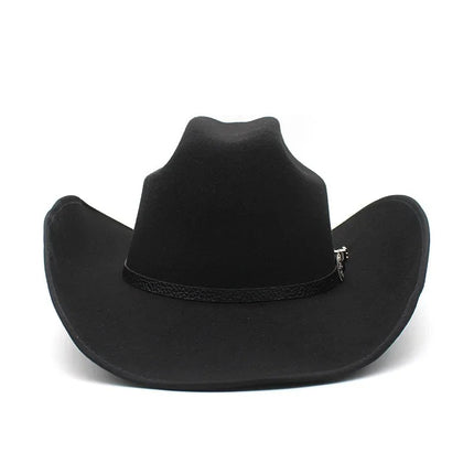 Chapeau de cowboy Fedora à bord roulé noir