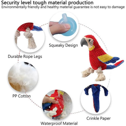 Jouet en peluche durable pour perroquet - Amusant et résistant aux morsures