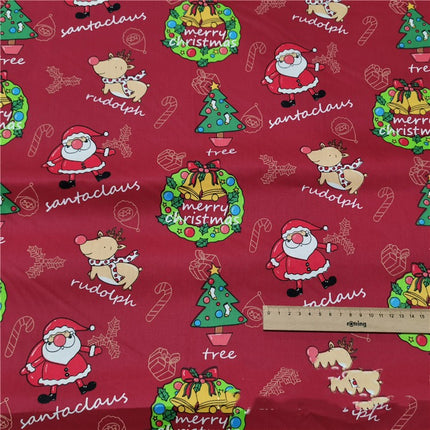 Red Santa Cotton Twill Cotton Cartoon Bed Clothing Fabric - Wnkrs