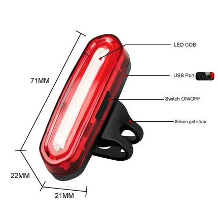 Luz trasera LED para ciclismo nocturno recargable por USB