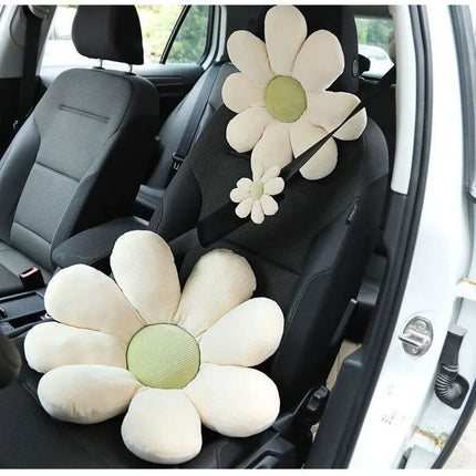 Soft Flower Car Neck & Waist Pillow with Safety Seat Belt Shoulder Pad - Wnkrs