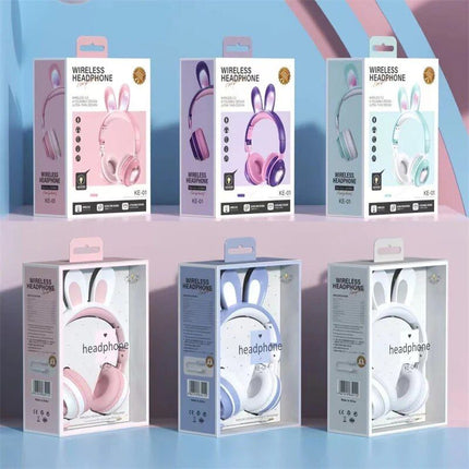 LED Bluetooth Rabbit Ear Headphones with Noise-Reduction Mic & TF Card Support - Wnkrs