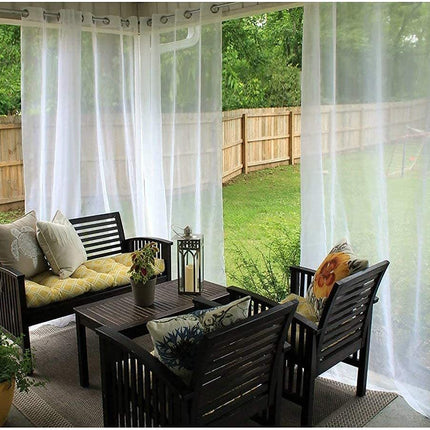 Outdoor Shading Door Curtain Waterproof Curtain Pavilion Balcony White Mesh Curtains Terrace Window Screen - Wnkrs