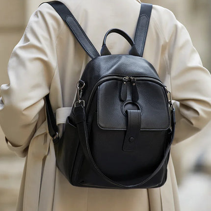 Sac à dos élégant en cuir véritable pour femme