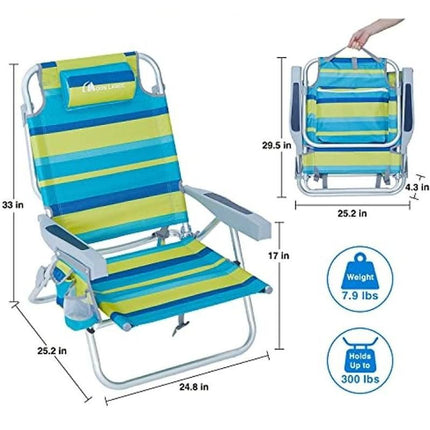 Adjustable 5-Position Lightweight Folding Beach Chair with Towel Bar - Wnkrs