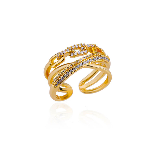 Anillo de acero inoxidable con circonita cúbica para mujer