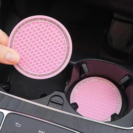 Diamond-Encrusted Car Cup Holder Mat: Non-Slip & Heat Resistant - Wnkrs