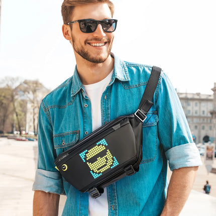 Sac bandoulière avec haut-parleur Bluetooth Pixel Art personnalisable – Design étanche et tendance pour le vélo et la randonnée