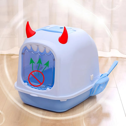 Caja de arena para gatos con forma de concha de monstruo pequeño