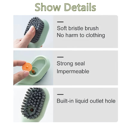 Brosse à chaussures multifonction à décharge automatique de liquide - Poils doux pour nettoyage en profondeur