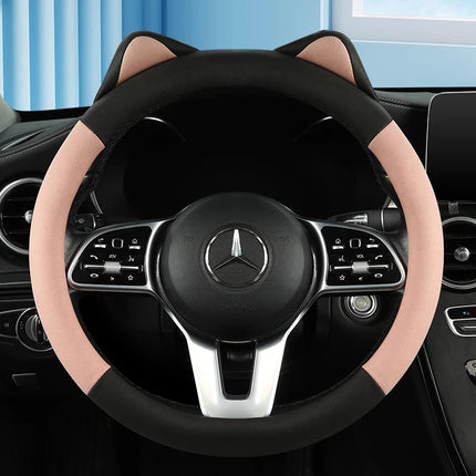 Funda para volante con orejas de gato: elegante funda antideslizante para manillar de coche