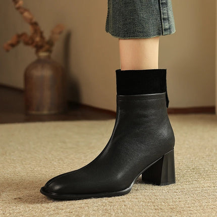 Stylish Women's Square Toe High Heel Chelsea Boots