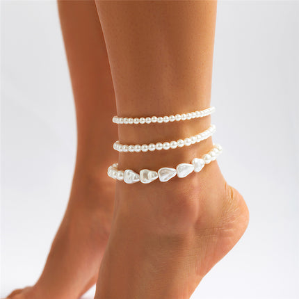 Bracelet de cheville multicouches en perles style bohème chic - Bijou de pied de plage d'été pour femme