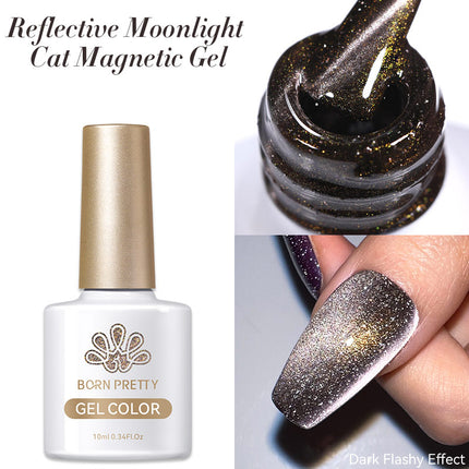 Esmalte de uñas en gel magnético con efecto gato y luz de luna reflectante de 10 ml