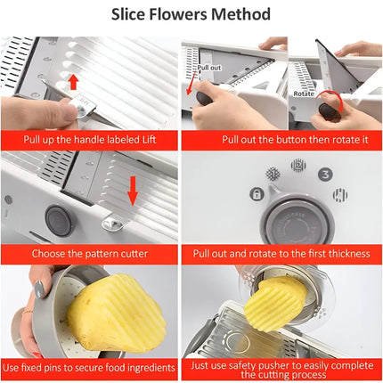 Mandoline réglable 18 en 1 en acier inoxydable pour légumes et fruits