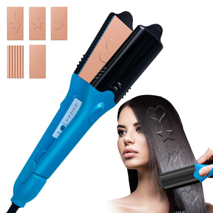 Plancha y rizador para cabello con impresión 3D y 5 placas intercambiables