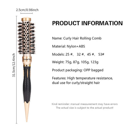 Boar Bristle Round Barrel Hair Curling Brush