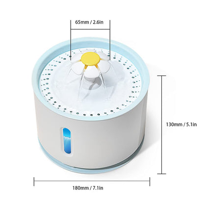 2.4L LED-Lit Automatic Cat Water Fountain with Stainless Steel & Activated Carbon Filter