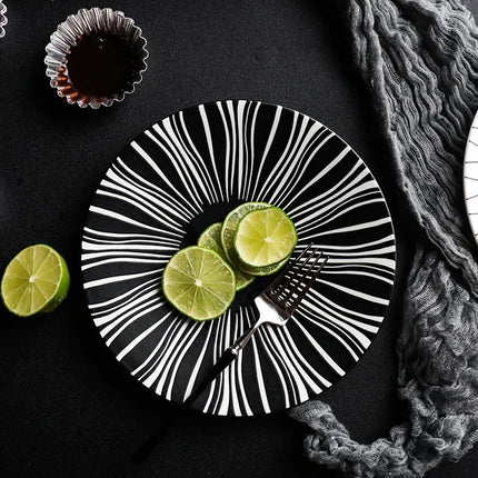 Ensemble d'assiettes à dîner en céramique à motifs géométriques