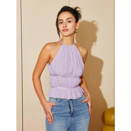 Chic Ruffle Hem Halter Top